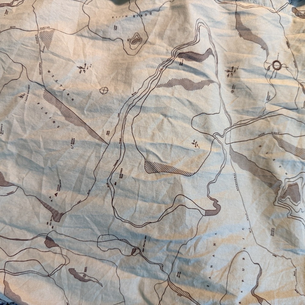 Banana Republic Heritage Map Topographic Print Short Sleeve Shirt Mens XXL Beige - Picture 2 of 4